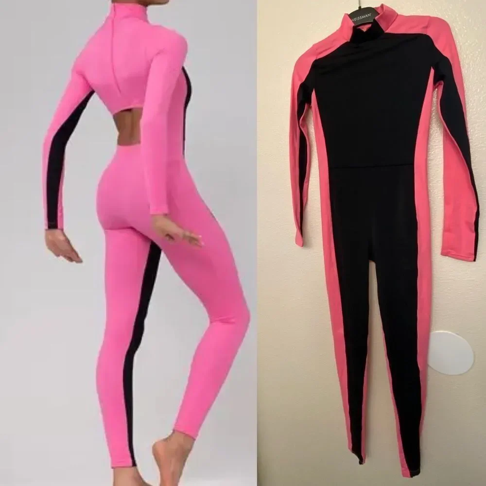Weissman Elite Dance Costume unitard jumpsuit pink black Destinations MT11202 LC